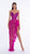 Corset Style Pink Evening Dress with High Side Slit