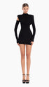 Regal Noir Cut-Out Sleeve Dress