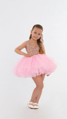 short dress for female Embroidered Pink Short Dress For Girls 2y