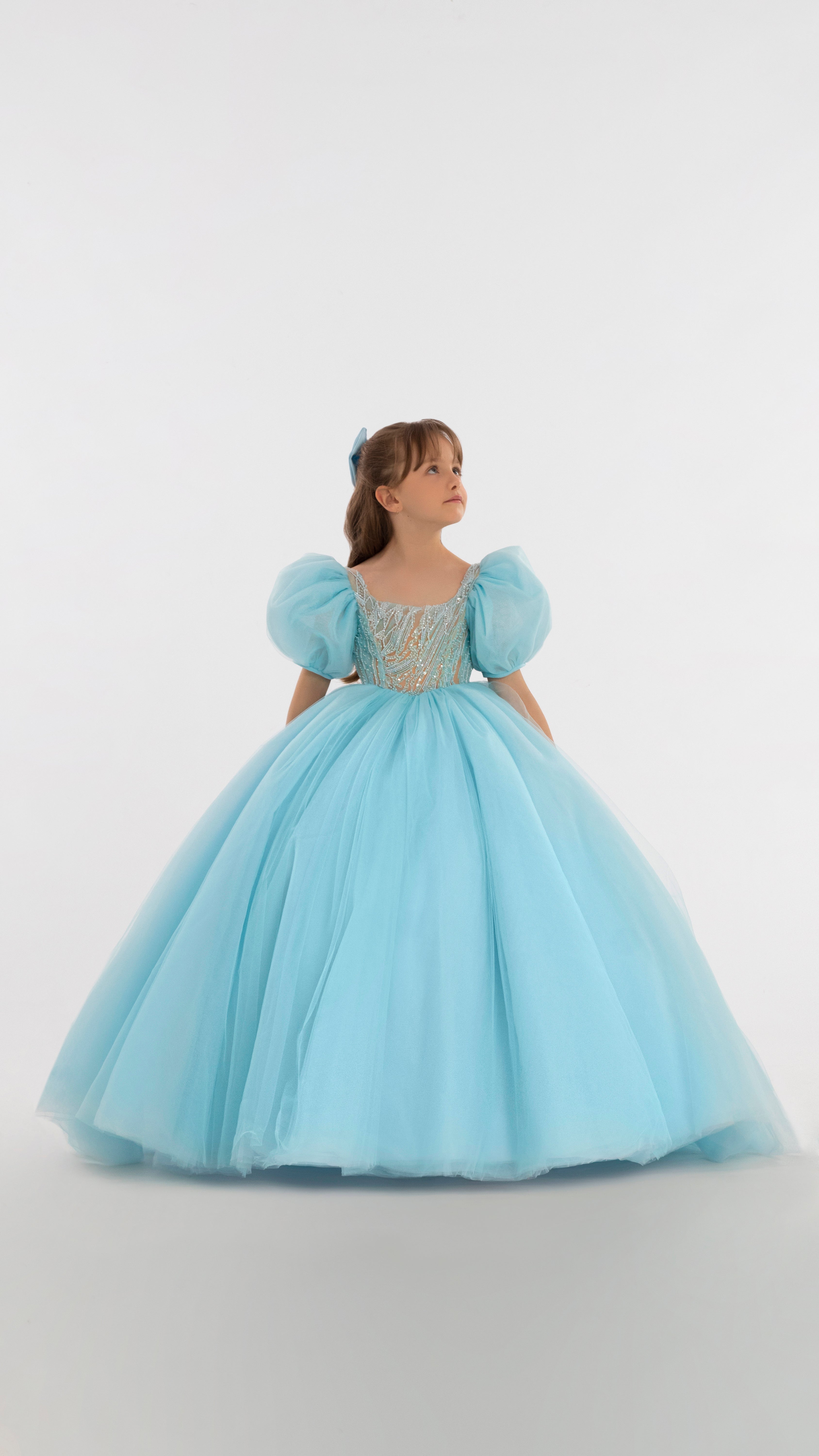 Long Blue Dress With Puffy Sleeves For Girls 4y Long Blue Dress With Puffy Sleeves For Girls 4y