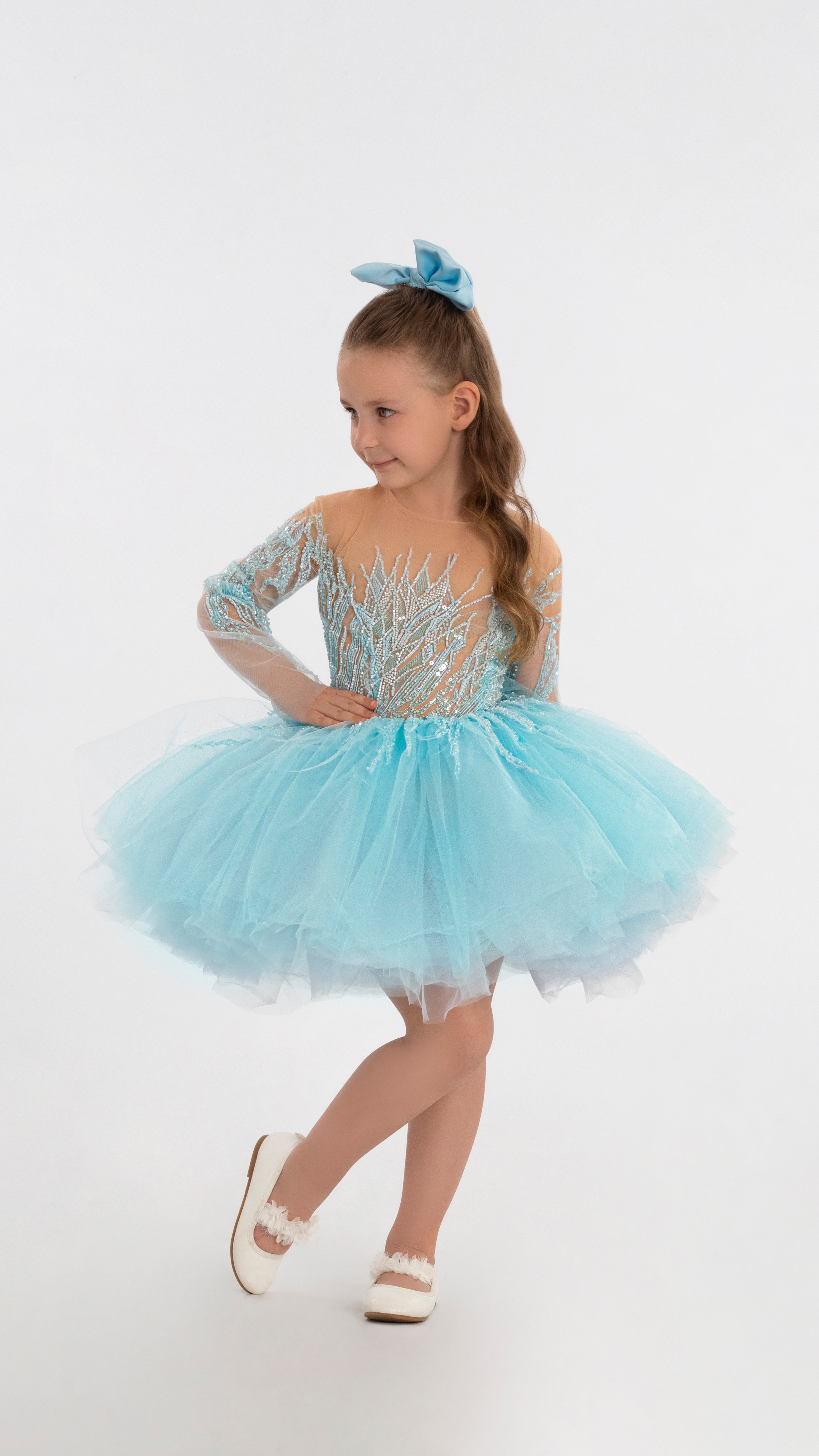 Short Blue Puffy Dress For Girls 10y Short Blue Puffy Dress For Girls 10y