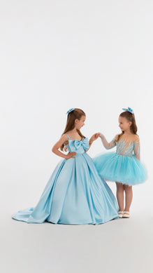 short blue puffy dress Short Blue Puffy Dress For Girls 10y