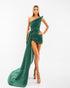 One-side Tail Green Dress