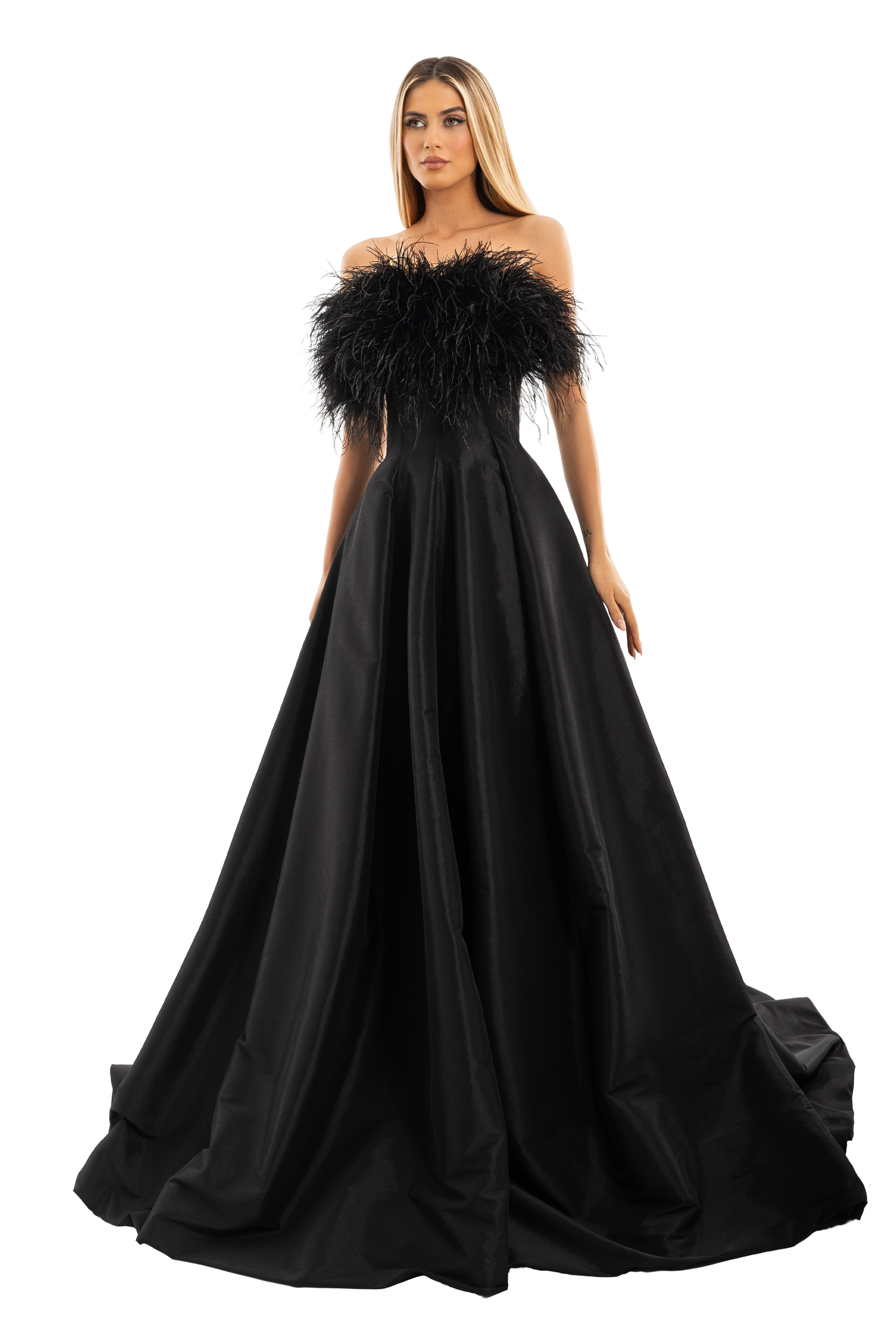 Sleeveless Feather Black Dress – ALBINA DYLA