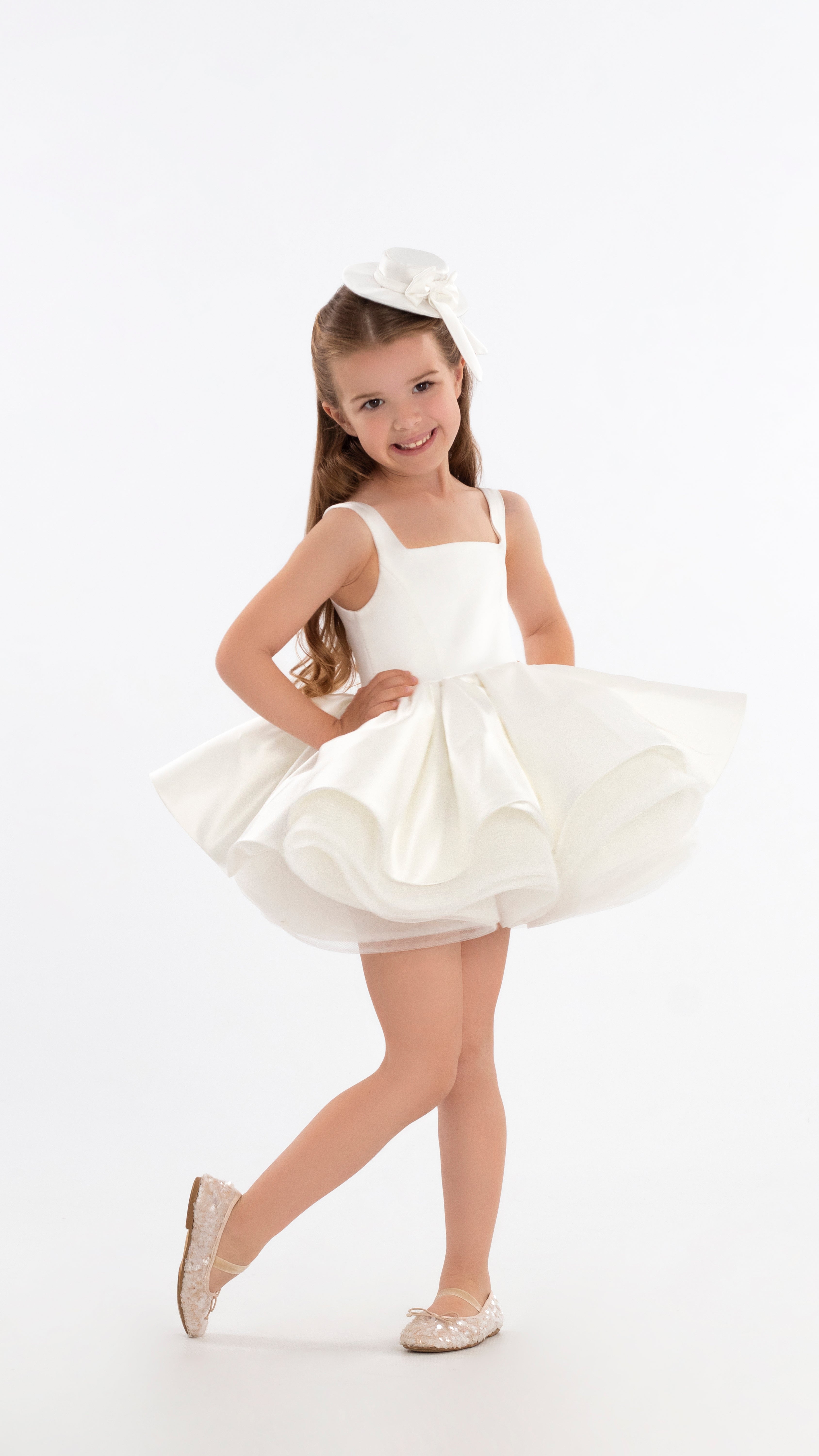 White Short Puffy Dress For Girls ALBINA DYLA White Short Puffy Dress For Girls ALBINA DYLA