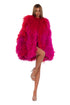 Crimson-Pink Feather Mini Dress