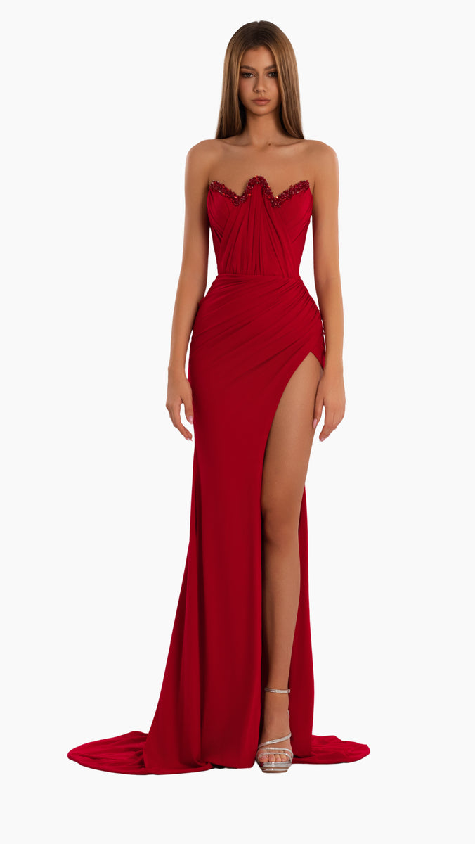 ALBINA DYLA (black) Classica strapless diamonte gown