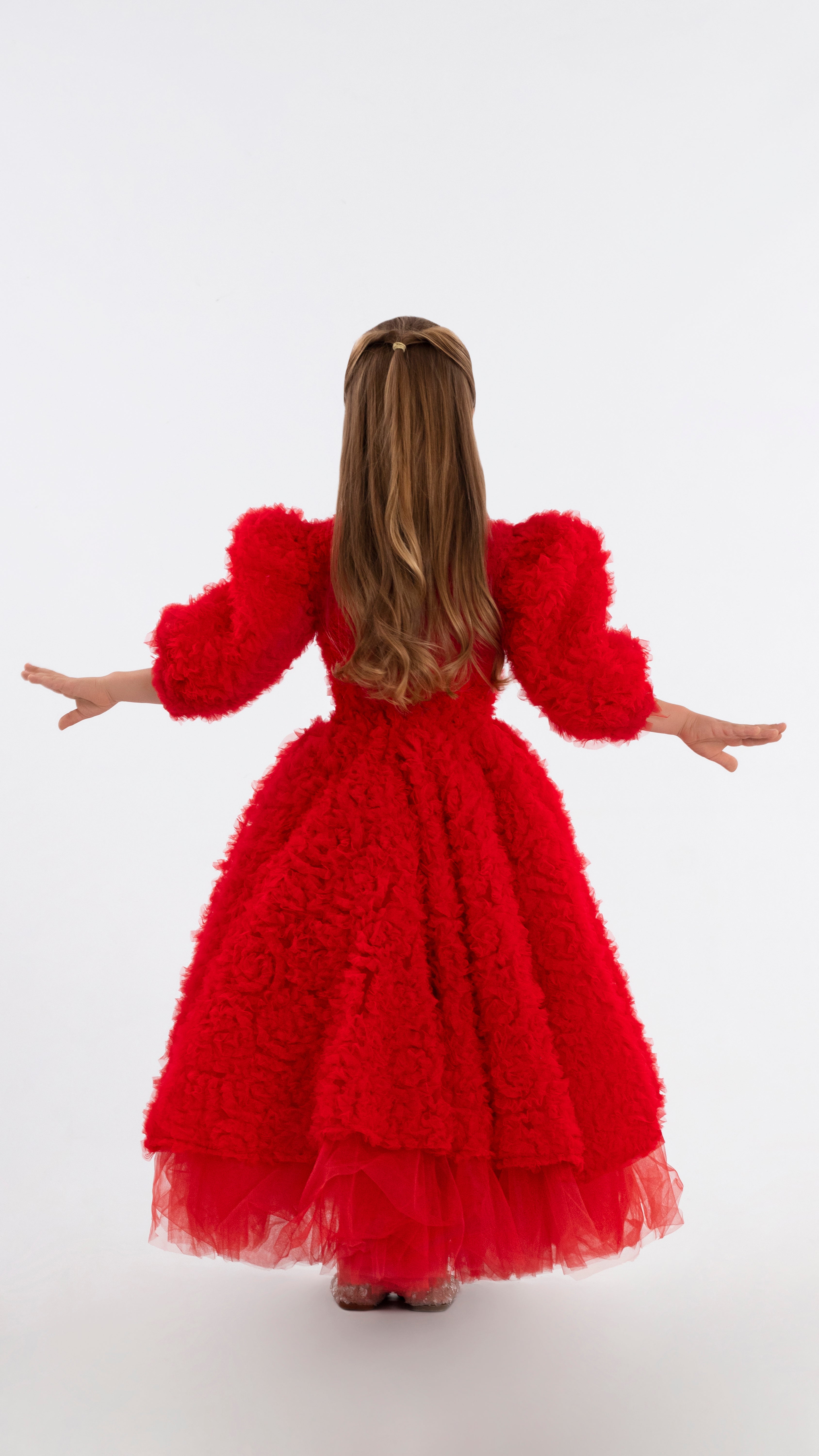 red fairytale dress Crimson Lady Dress, Sweetheart Princess Brocade Red Dress With Puffy Sleeves and Long Train, Fantasy Dress, Gothic Princess Dress