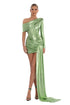 Open Shoulder Green Dress