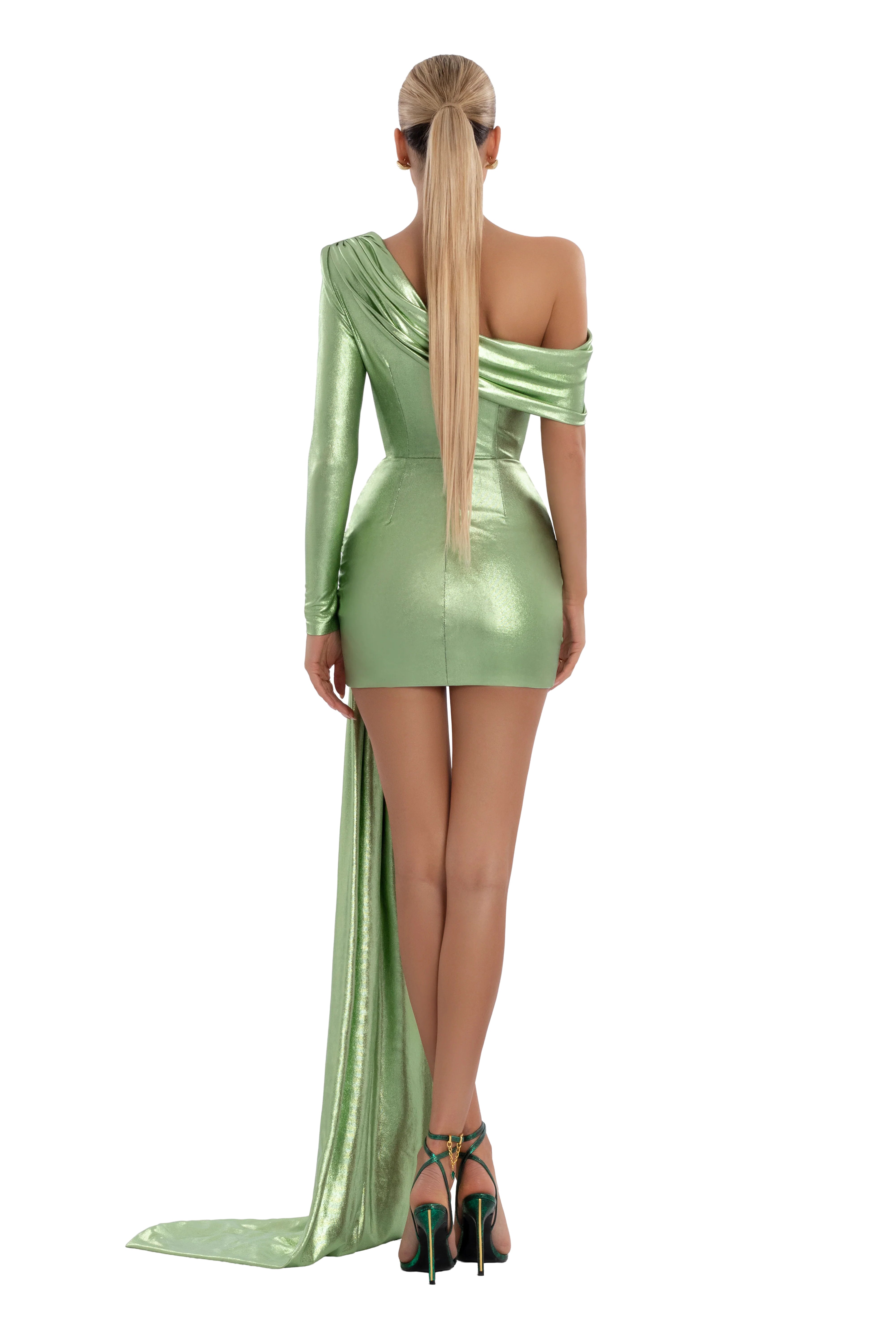 Open Shoulder Green Dress โ ALBINA DYLA