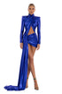 Cross Over Draped Blue Dress