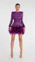 Feathers Purple Short Dress