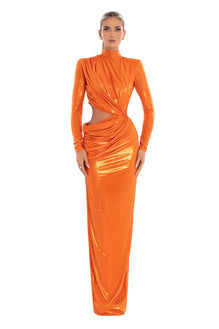 Orange Mock Neck Dress – ALBINA DYLA