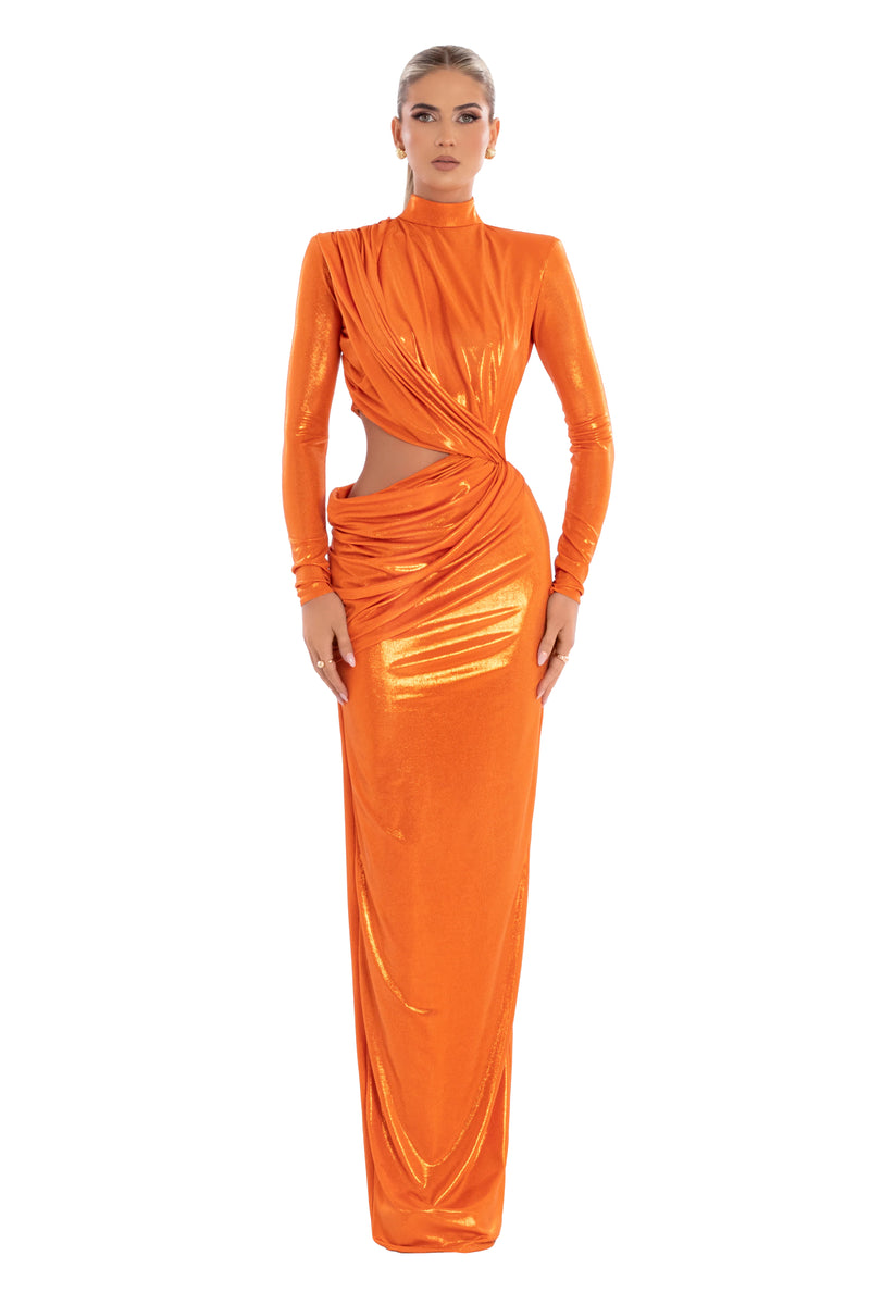 Orange Mock Neck Dress ALBINA DYLA Orange Mock Neck Dress ALBINA DYLA