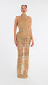 High Neck Gold Lace Dress