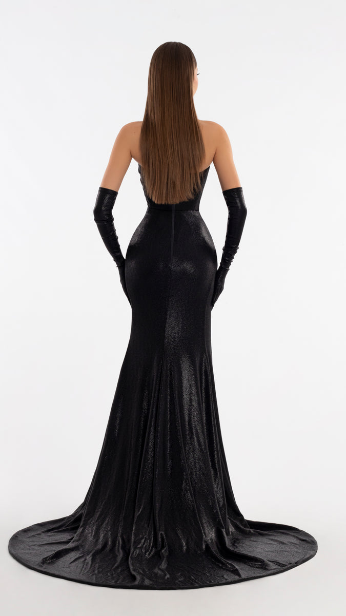 Black Metallic Dress With Gloves – ALBINA DYLA