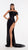 High Slit Black Metallic Dress