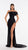 High Slit Black Metallic Dress