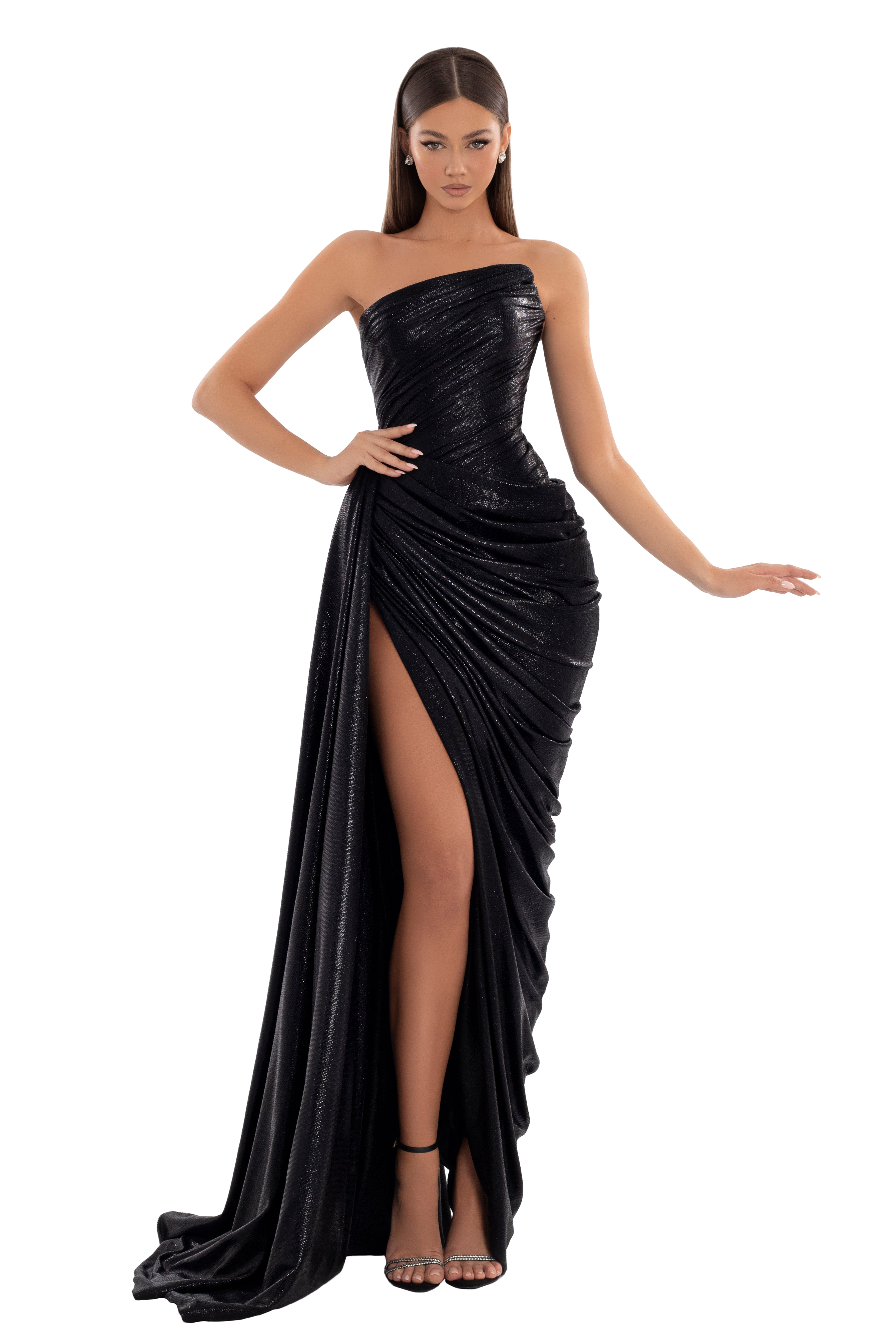 Black Metallic Long Slit Dress XL Black Metallic Long Slit Dress XL