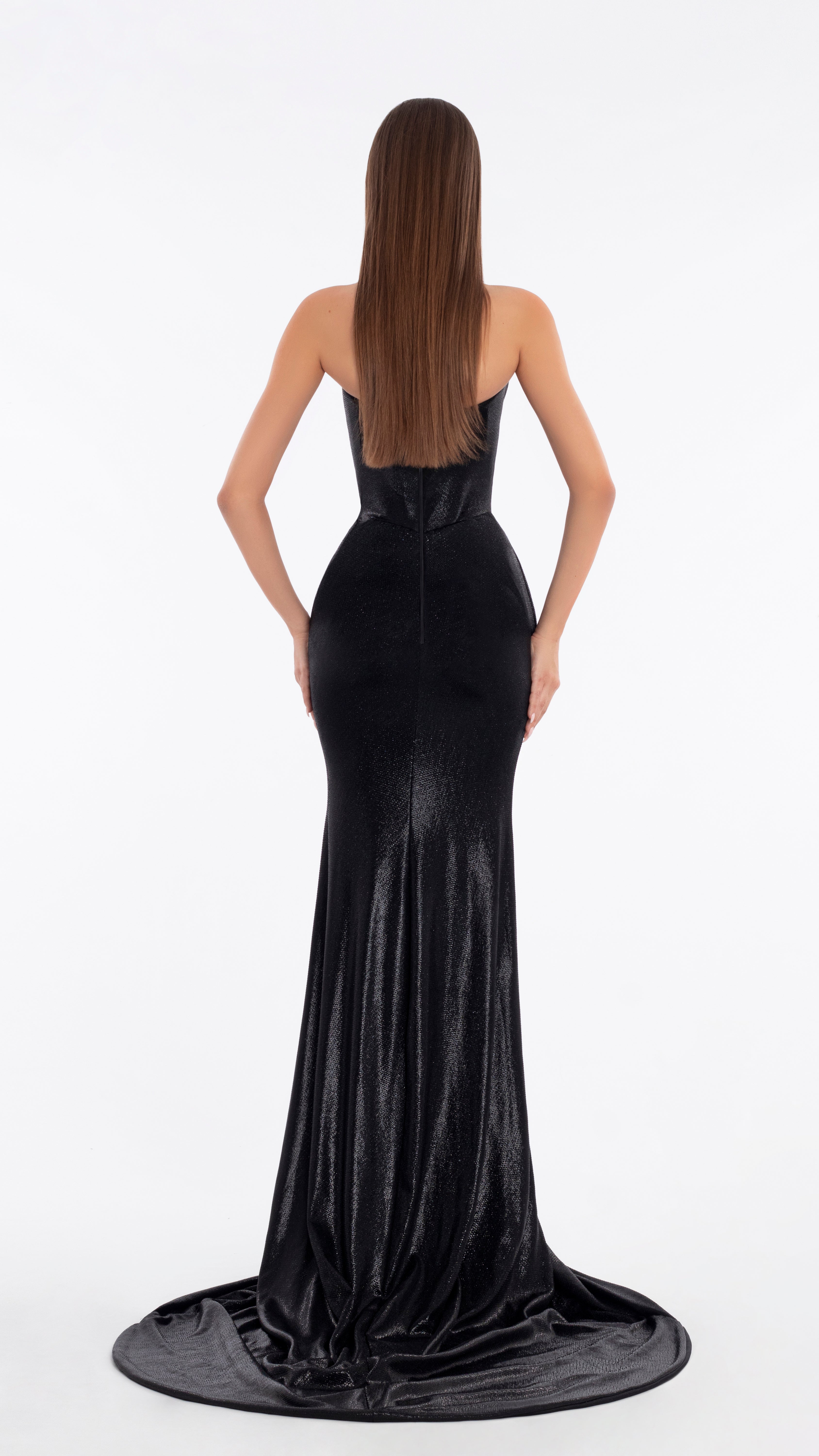 Black Metallic Long Dress – ALBINA DYLA