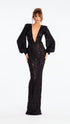 BLACK LACE PLUNGE GOWN