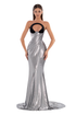 Metallic Long Dress Velvet Detail