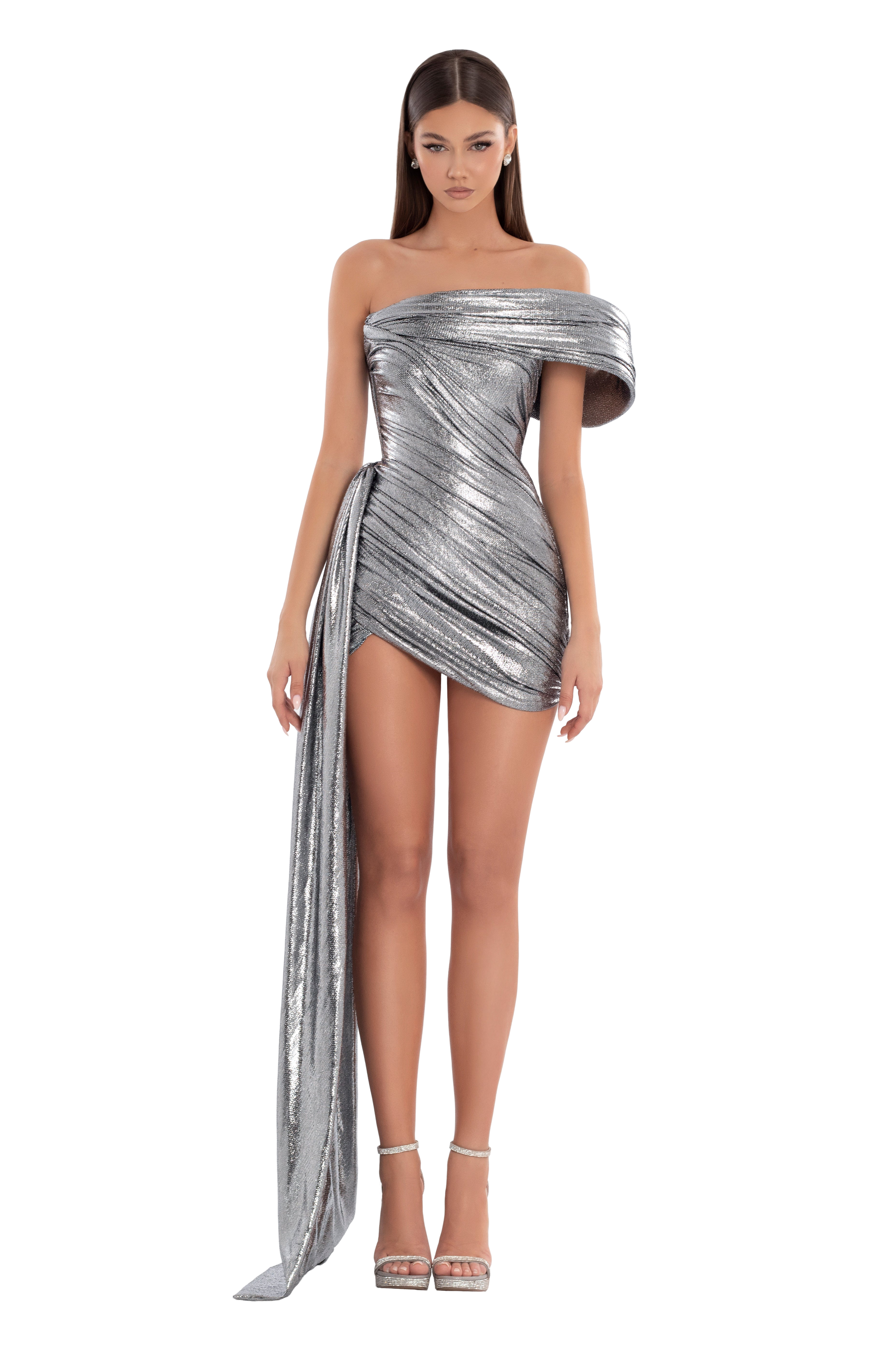 Silver Metallic Short Dress ALBINA DYLA Silver Metallic Short Dress ALBINA DYLA