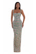 Long Emerald Crystals Dress With Straps