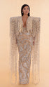Maxi Dress With Extreme Beaded Shoulder Pads