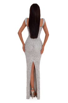 albina dyla bella silver beaded dress One Shoulder Silver Dress ALBINA DYLA