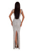 Floor Length Crystalize Silver Dress