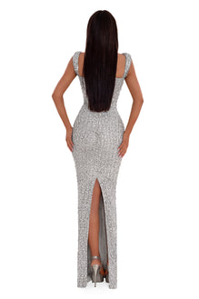 Floor Length Crystalize Silver Dress – ALBINA DYLA
