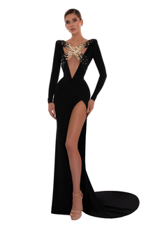 High Slit Black Dress  ALBINA DYLA