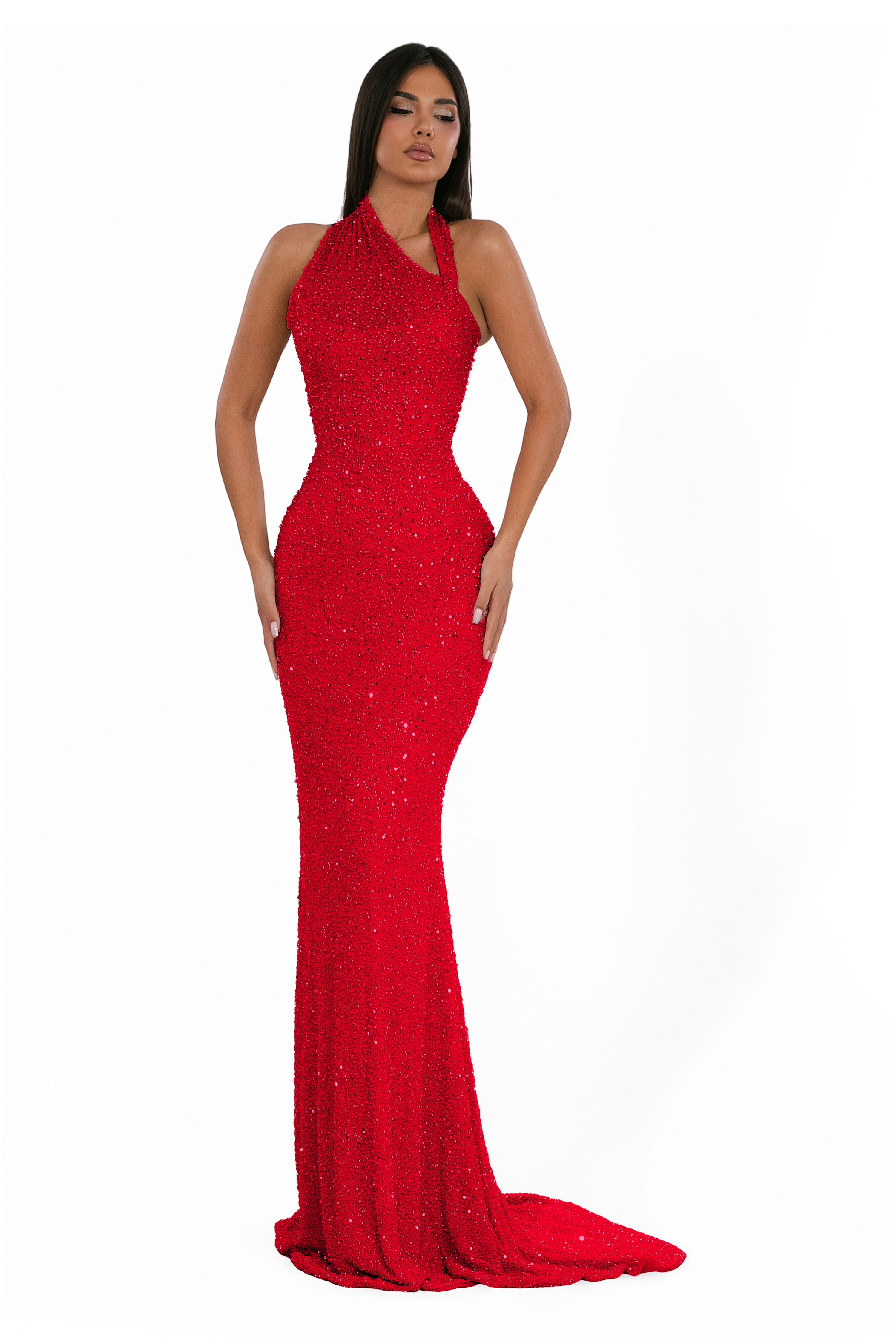 albina dyla red dress Long Sleeves Short Red Dress (US Edition)