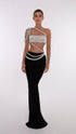 Silver Crop Top With Black Skirt