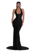 Midnight Mirage Siren Gown with Halter Neckline