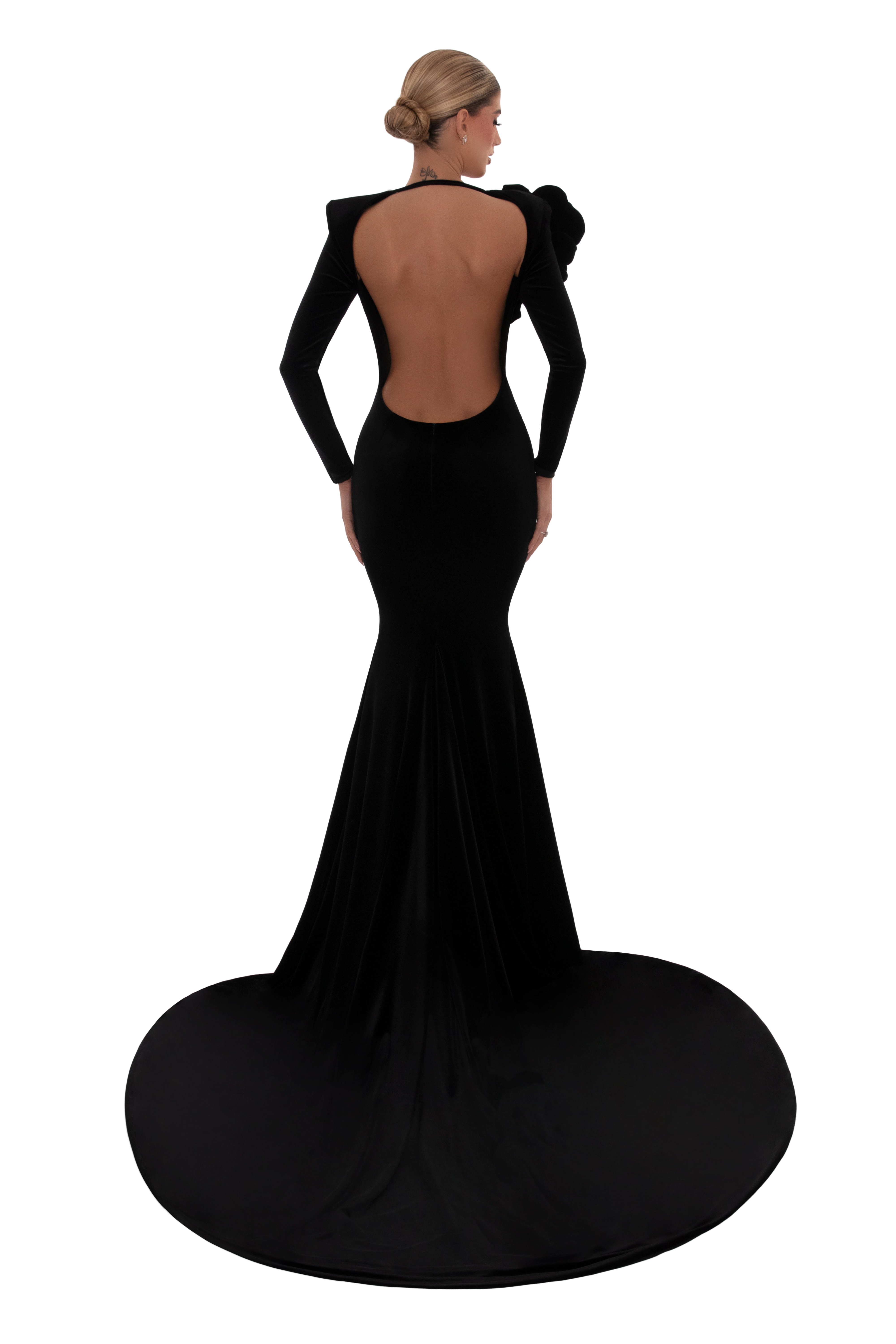 open back velvet dress Velvet Gown: Open Back Crisscross, Royal Blue Dress