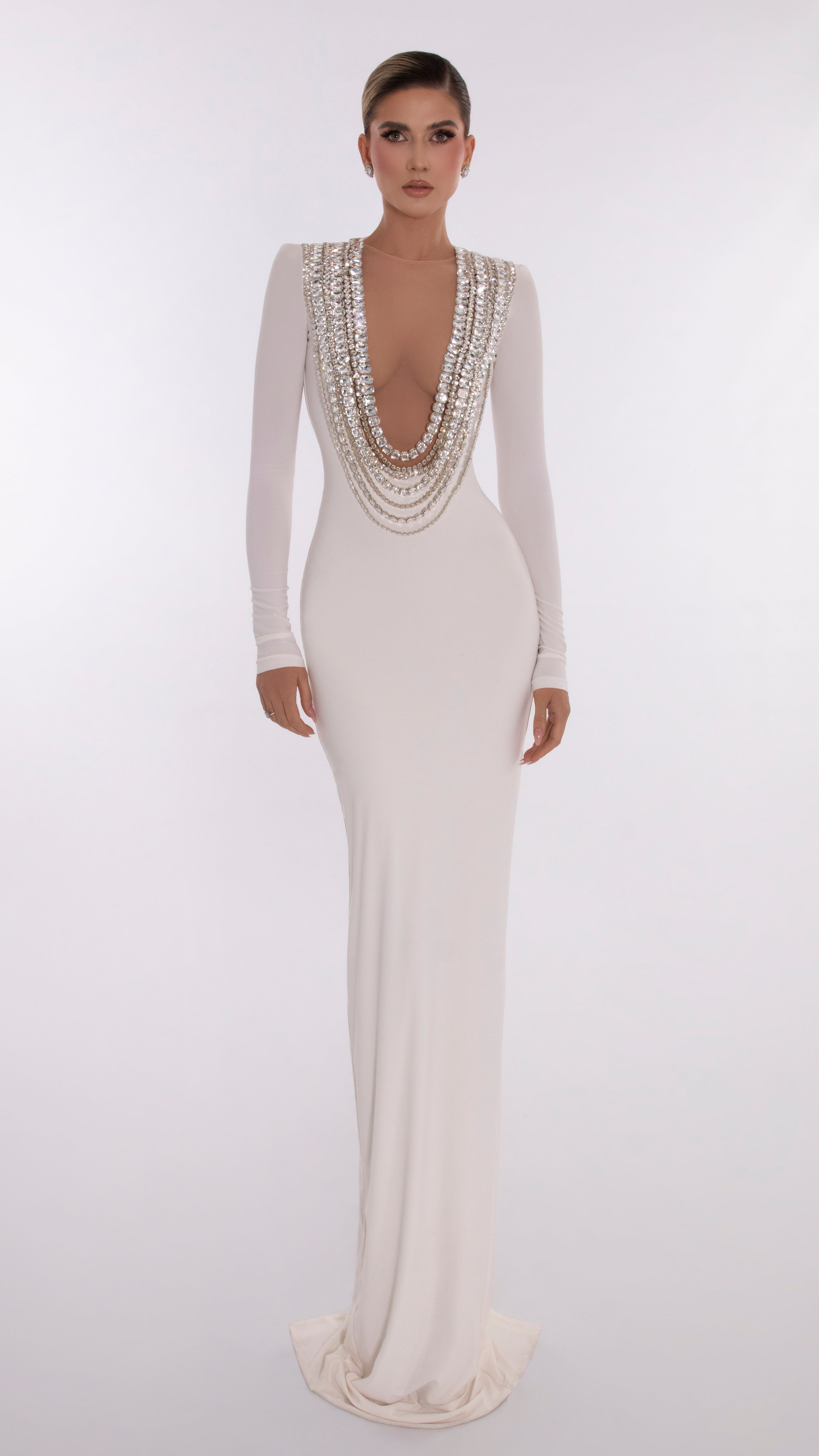 White Cambric Solid With Embroidery A-Line Dress