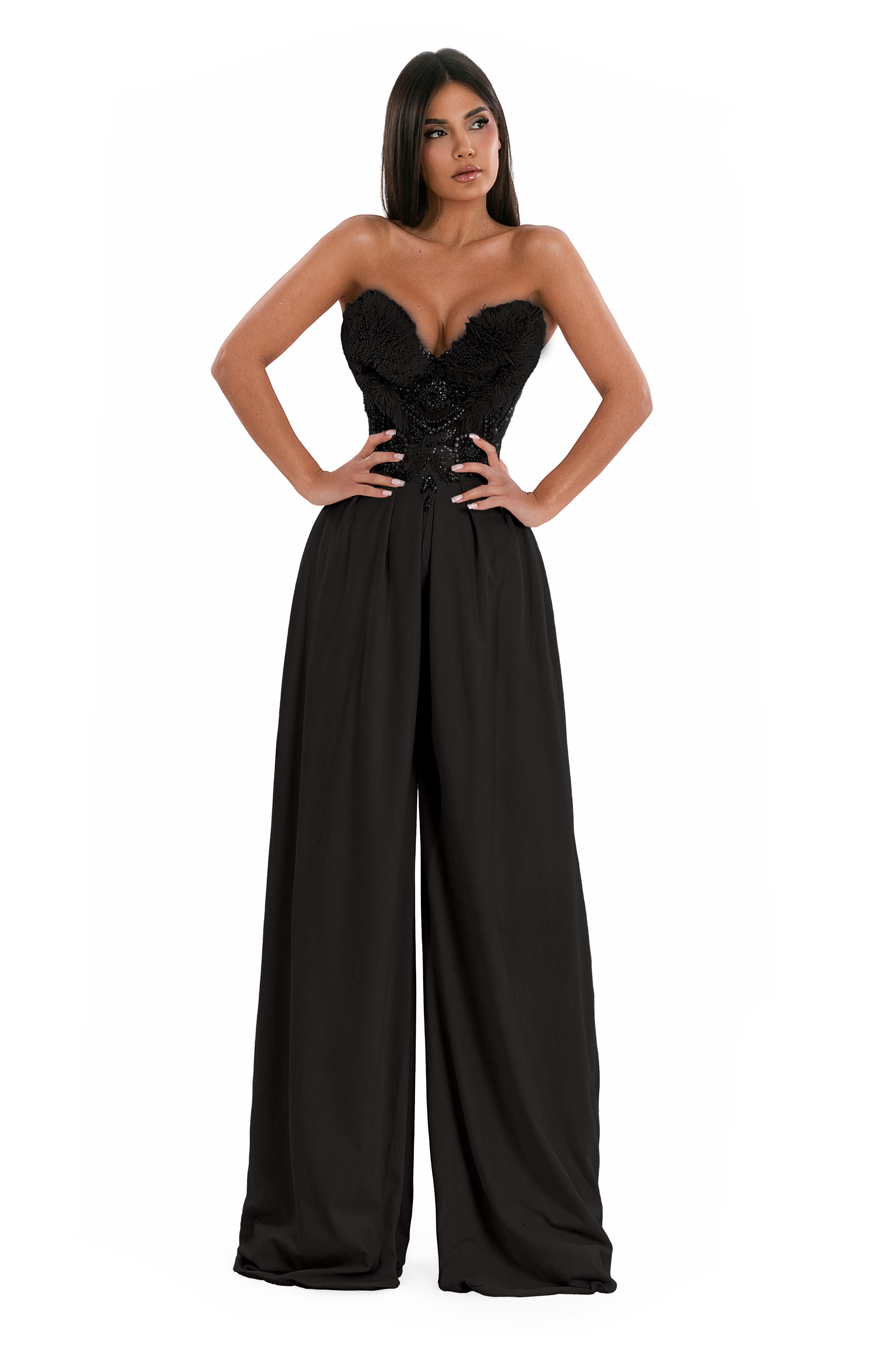 TELOPLAN テーロプラン ブラック Armin Jumpsuits Noir Fur Jumpsuit – ALBINA DYLA