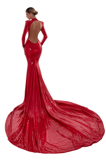 Red Sequin Evening Dress ALBINA DYLA Red Sequin Evening Dress ALBINA DYLA