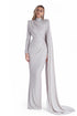 Regal Pearl Drape Gown
