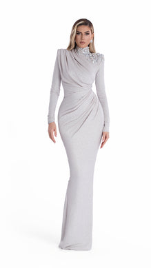 Pearl Embellished Drape Gown – ALBINA DYLA