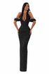 Off Shoulder Halter Gown Black
