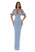 Off Shoulder Halter Gown