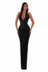 Halter Crystal Gown Black