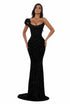 One Shoulder Crystal Gown Black