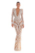 Long Sleeves Silver Dress