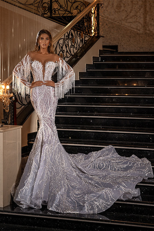 Mermaid Tassel Sleeve Gown