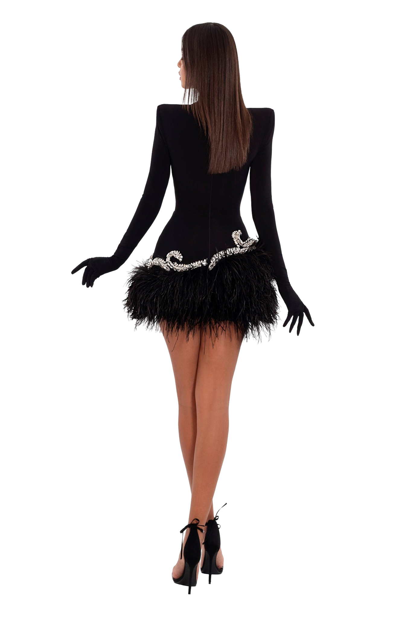 Short Black Feathers Dress ALBINA DYLA Short Black Feathers Dress ALBINA DYLA