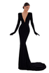 Long V-Neck Dress With Gloves